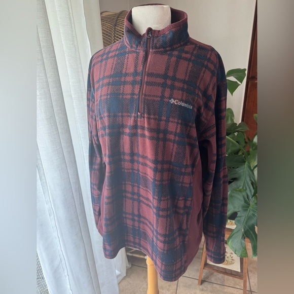 Columbia men’s  Plaid Quarter-Zip Pullover - Picture 1 of 3